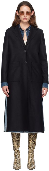 Harris Wharf London Manteau long droit noir