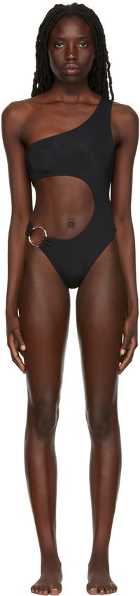 Louisa Ballou Black Half Moon One-Piece Swimsuit
