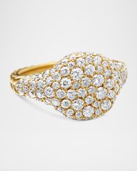 Pave Pinky Ring with Diamonds in 18K Gold, 10mm