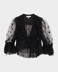 Lace V-Neck Ruffle Top