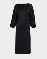 Dolman-Sleeve Viscose Midi Dress