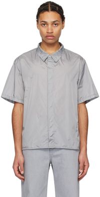 AMOMENTO Gray Spread Collar Shirt