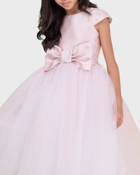 Girl's Elizabeth Satin Bow Tulle Dress, Size 2-12