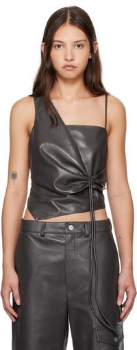 Nanushka Green Chudel Vegan Leather Top