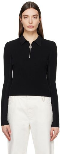 WOOYOUNGMI Black Half-Zip Polo