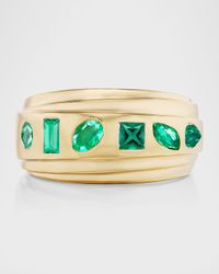 18K Yellow Gold Flush-Mount Emerald Step Ring