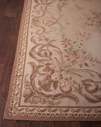 Aubusson Hand-Knotted Warm Beige Rug, 9' x 12'