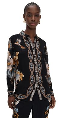 FARM Rio Button Down Shirt Snake Floral Black XL