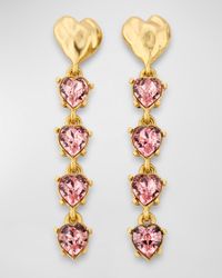 Long Crystal Heart Earrings