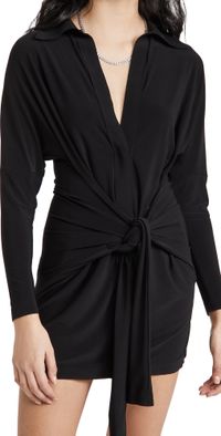 Norma Kamali Mini Tie Front Dress Black L