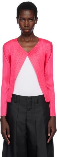 PLEATS PLEASE ISSEY MIYAKE Pink Monthly Colors March Cardigan