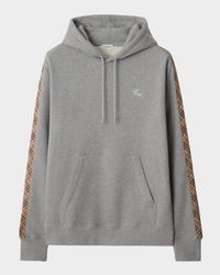 Men's Check-Trim Cotton Hoodie