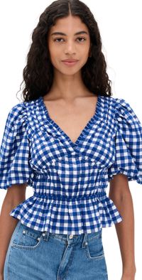 Sea Neci Gingham V Neck Top Multi S