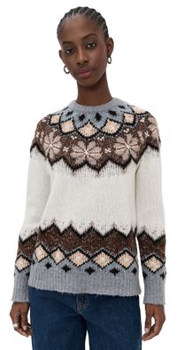 Lingua Franca Clara Crewneck Cream Multi L