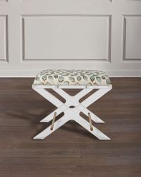 Delano Celadon Ocelot-Print X-Bench, 24"