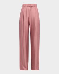 Silky Twill Straight-Leg Pull-On Pants