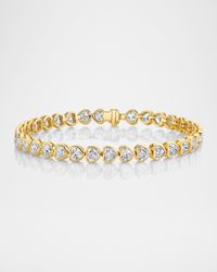 18K Yellow Gold Bezel Heart Diamond Tennis Bracelet, 6.5"L