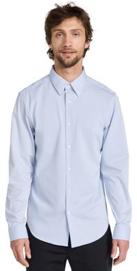 Theory Sylvain Structure Knit Dress Shirt Olympic L