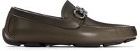 Ferragamo Khaki Gancini Ornament Driver Loafers