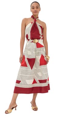 Silvia Tcherassi Lana Dress Rouge Geometric L