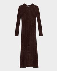 Mohair Pailette Cable Knit Maxi Sweater Dress