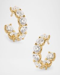18K Yellow Gold Inside Out Diamond Hoop Earrings, 4.0tcw, 0.5"L