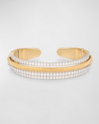 18K Yellow Gold 3-Row Diamond Tennis Statement Cuff