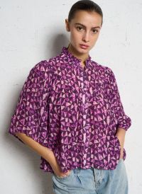 Suncoo - Blouse col rond à volants - Taille 3 - Violet