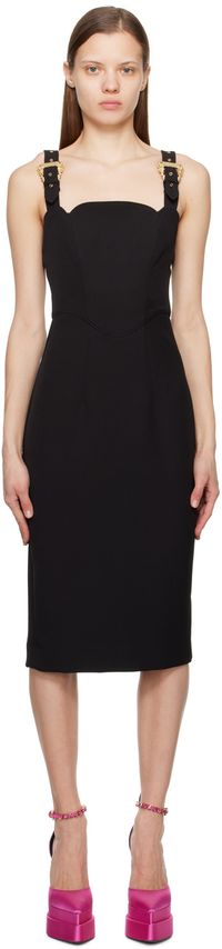 Versace Jeans Couture Black Pin-Buckle Midi Dress