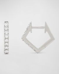 14K White Gold Diamond Pentagon Single Huggie Earring