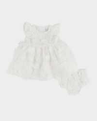 Girl's Floral Embellished Lace Dress, Size 3M-24M