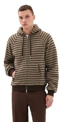Stockholm Surfboard Club Ace Striped Zip Hoodie Brown M