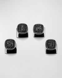 Men's Black Stainless Steel Black Pave Crystal Studs