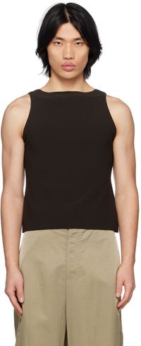 Birrot Brown Boat Neck Tank Top