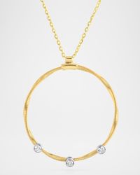 18K Gold Twisted Wire Three-Stone Diamond Necklace