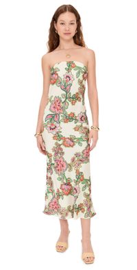 MISA Thara Dress Floral Lattice Stn XS