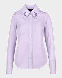 Embroidered Point-Collar Shirt