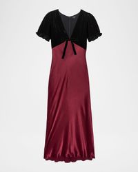 Dory V-Neck Velvet & Satin Midi Dress