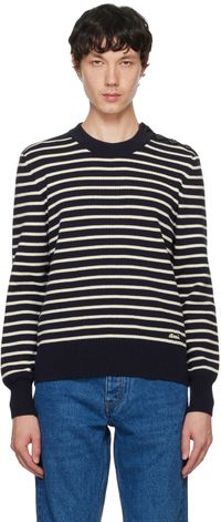AMI Paris Navy & White Striped Sweater