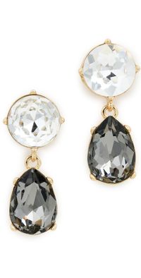 Kenneth Jay Lane Teardrop Bottom Earrings Gold/Crystal/Black Diamond One Size