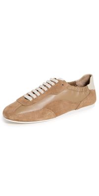 SIMKHAI Georgie Elasticized Leather Combo Sneakers Camel 40