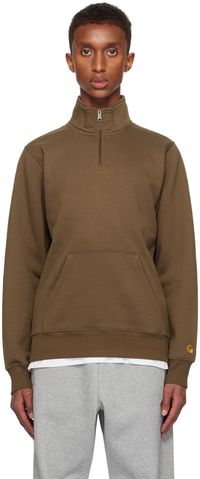 Carhartt Work In Progress Brown Chase Neck Zip Sweatshirt