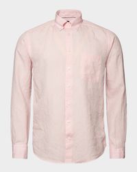 Men's Signature Linen Contemporary Fit Casual Button-Down Shirt