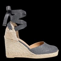 Castaner - Espadrilles compensées en lin et coton - Taille 41 - Argent