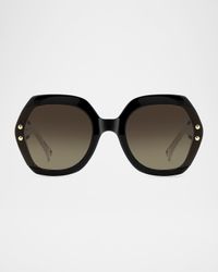 Logo-Print Round Acetate Sunglasses