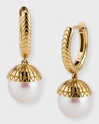 White Pearl Drop Huggie Earrings