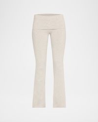 Cotton Jersey Foldover Flare-Leg Pants