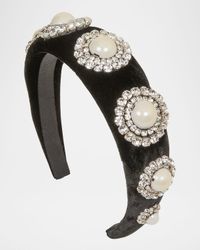 Sidney Pearl-Embellished Velvet Headband