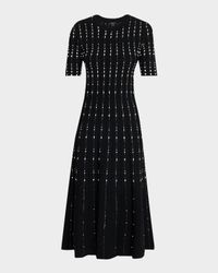 Fragmented Stripes A-Line Knit Midi Dress