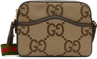 Gucci Beige & Brown Jumbo GG Messenger Bag